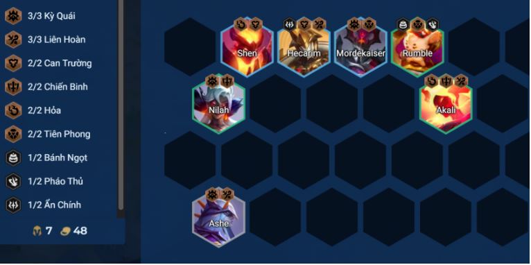 Sơ đồ xây dựng đội hình giữa game